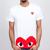 꼼데가르송 티셔츠 Comme Des Garcons +:+ New Arrival +:+ 라운드_화이트_밑단레드하트(전시상품)]